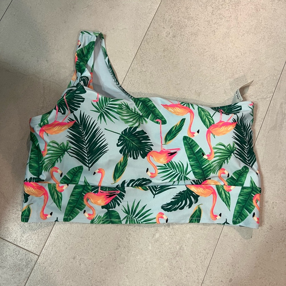 Old Navy Flamingo One Shoulder Swim Top 3X